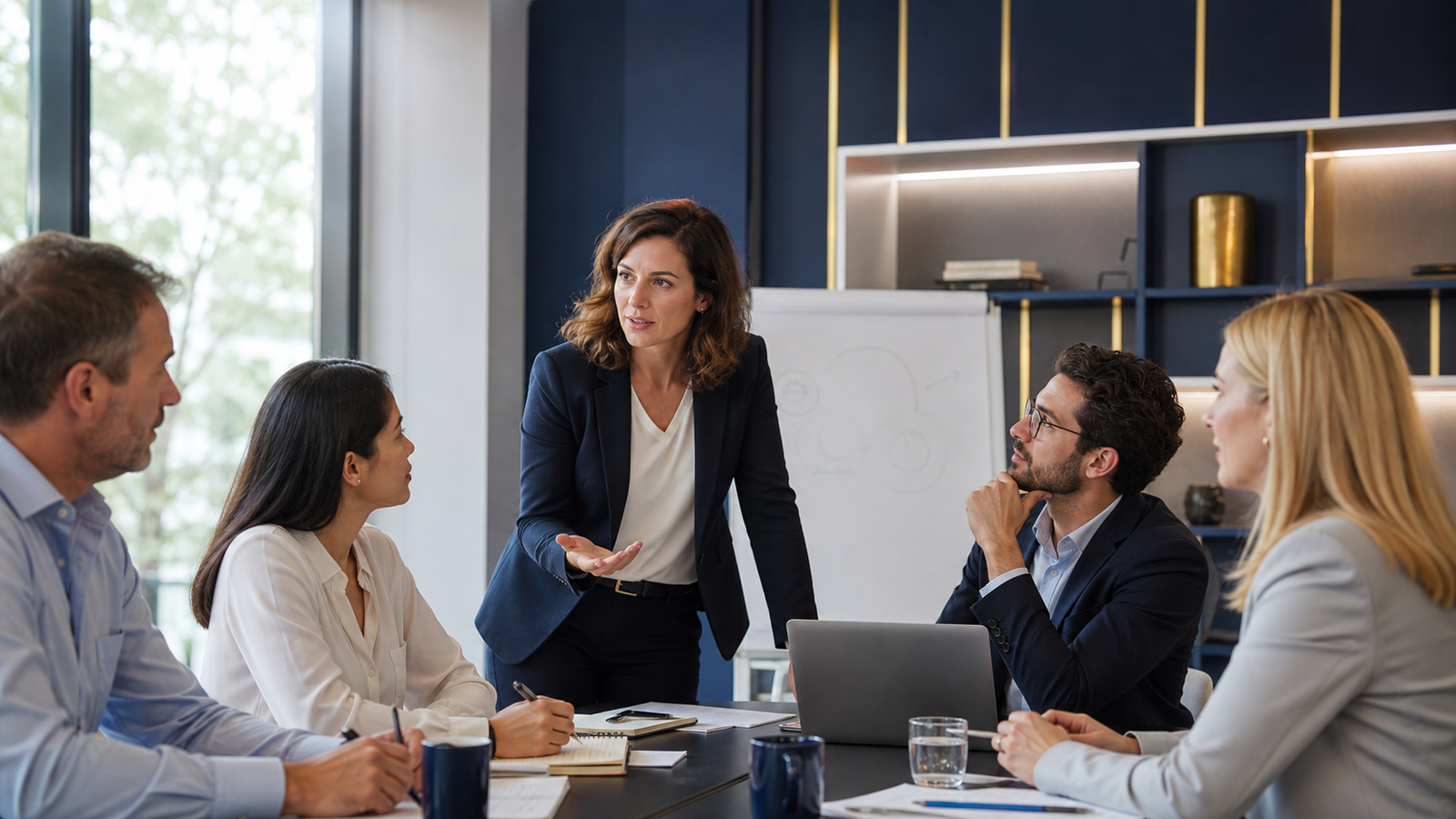 Manager animant une discussion professionnelle pour s’approprier son rôle